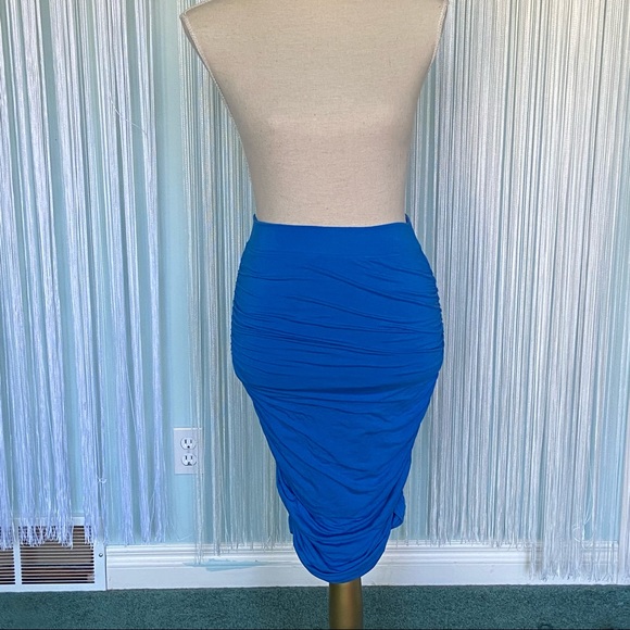 Blue Ruched Skirt - Picture 2 of 16